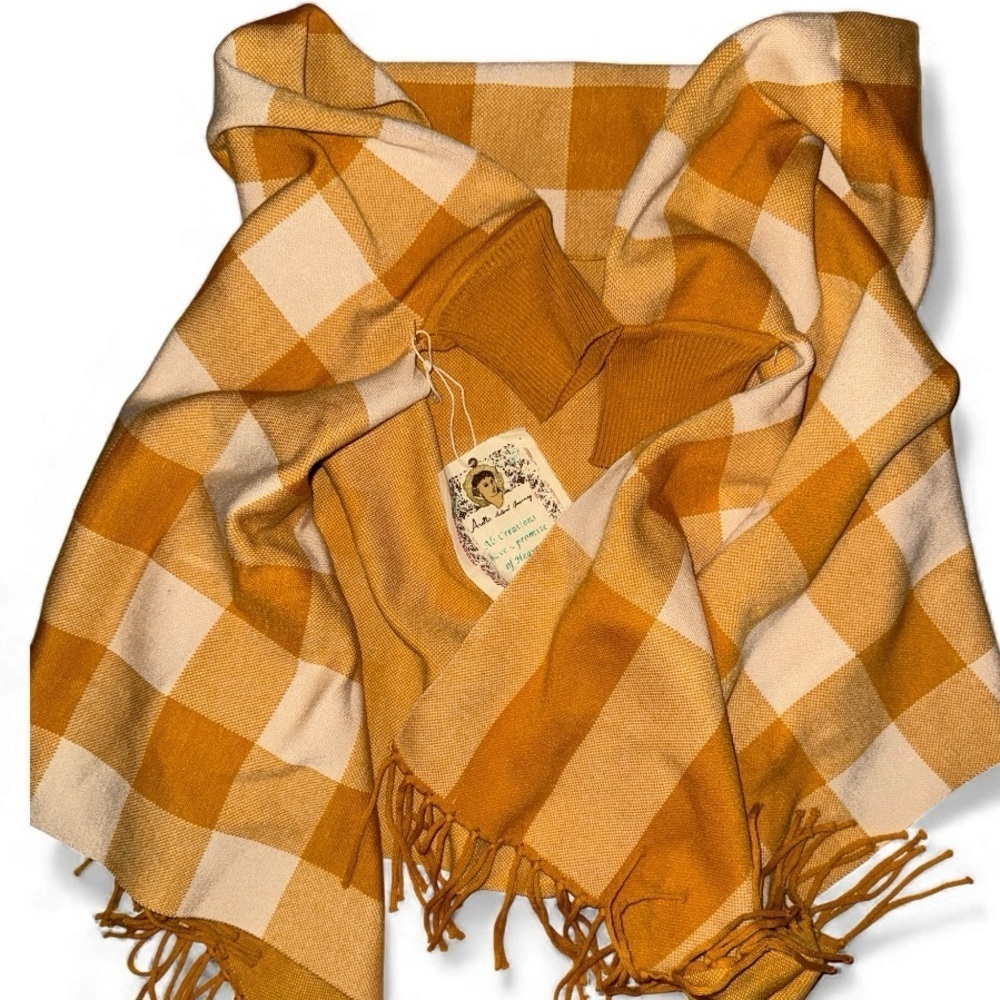 Aratta shrug/cardigan with yellow plaid Scarf detail size small